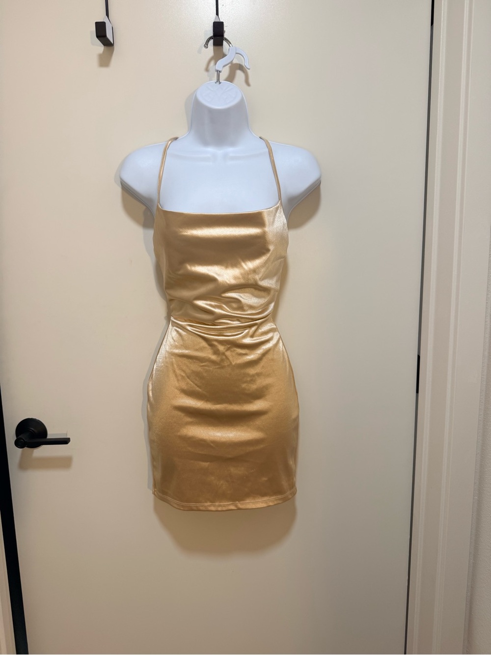 Fashion Nova Gold Satin Slip Mini Dress